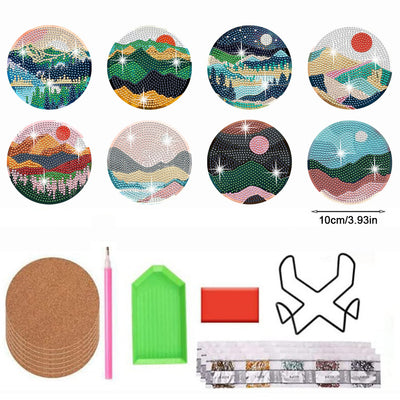 Landscape Diamond Painting Coasters 8Pcs