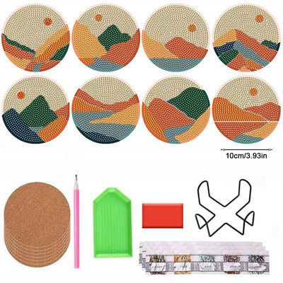 Landscape Diamond Painting Coasters 8Pcs