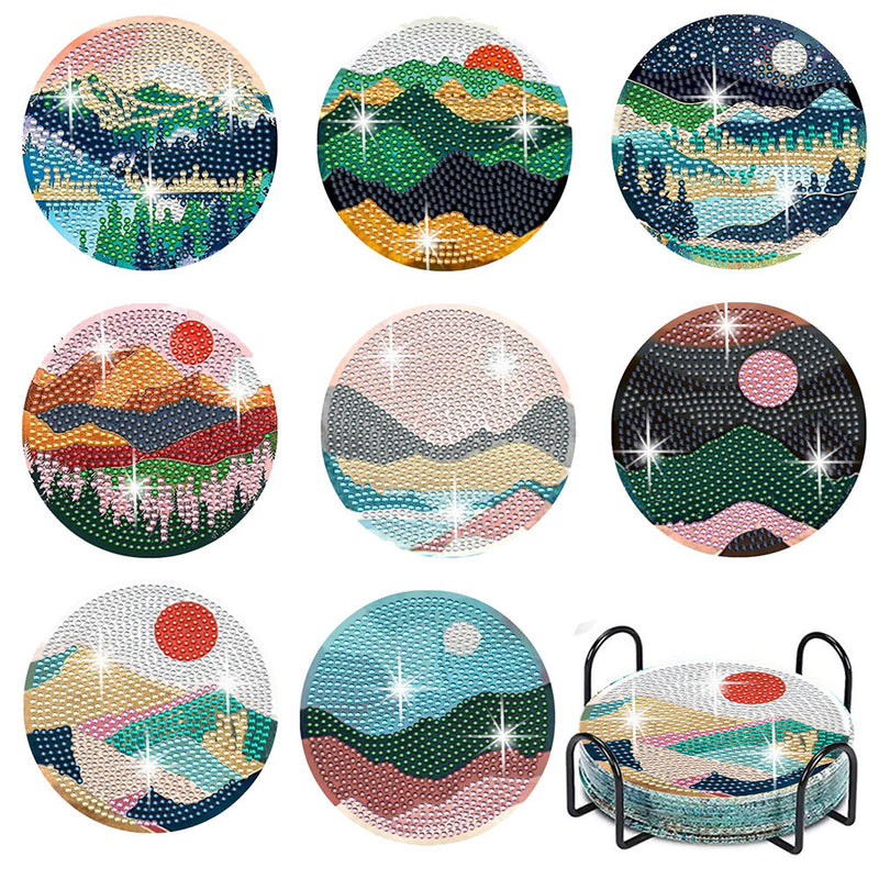 Landscape Diamond Painting Coasters 8Pcs