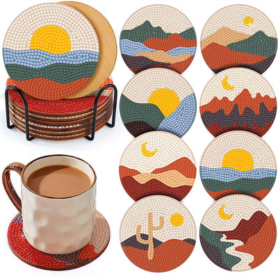 Landscape Diamond Painting Coasters 8Pcs