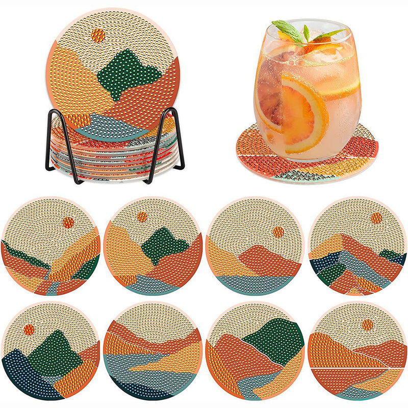 Landscape Diamond Painting Coasters 8Pcs