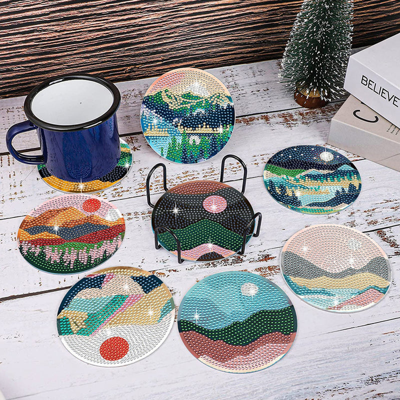 Landscape Diamond Painting Coasters 8Pcs