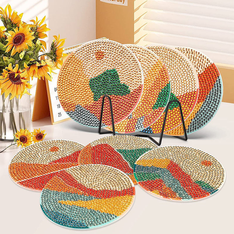 Landscape Diamond Painting Coasters 8Pcs