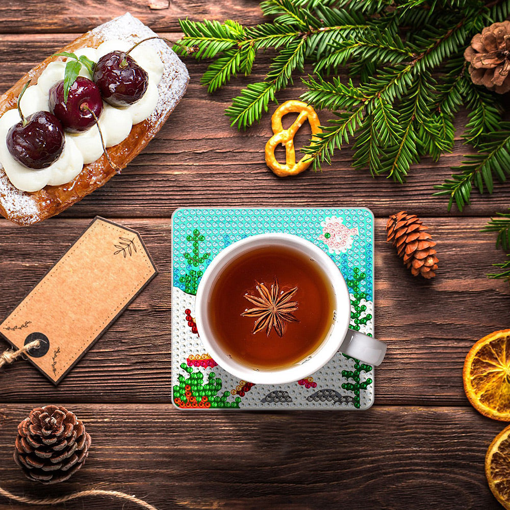 Square Marine Animal Diamond Painting Coasters 6Pcs