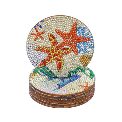 Marine Animal Diamond Painting Coasters 8Pcs