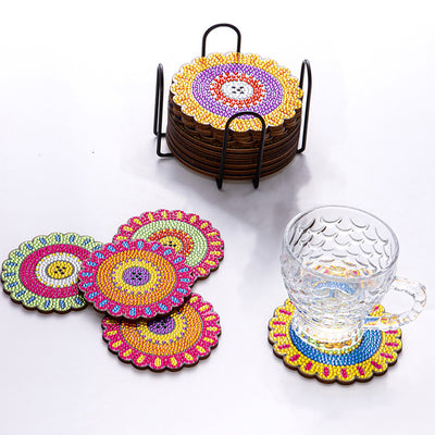 Daisy Flower Diamond Painting Coasters 8Pcs