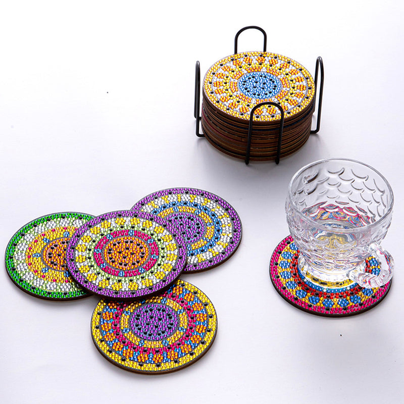 Daisy Flower Diamond Painting Coasters 8Pcs