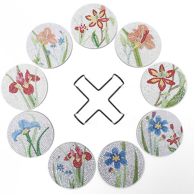 Orchid Flower Diamond Painting Coasters 9Pcs