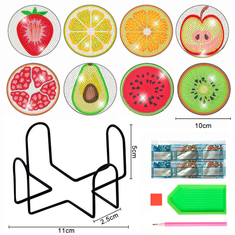 Summer Fruits Diamond Painting Coasters 8Pcs