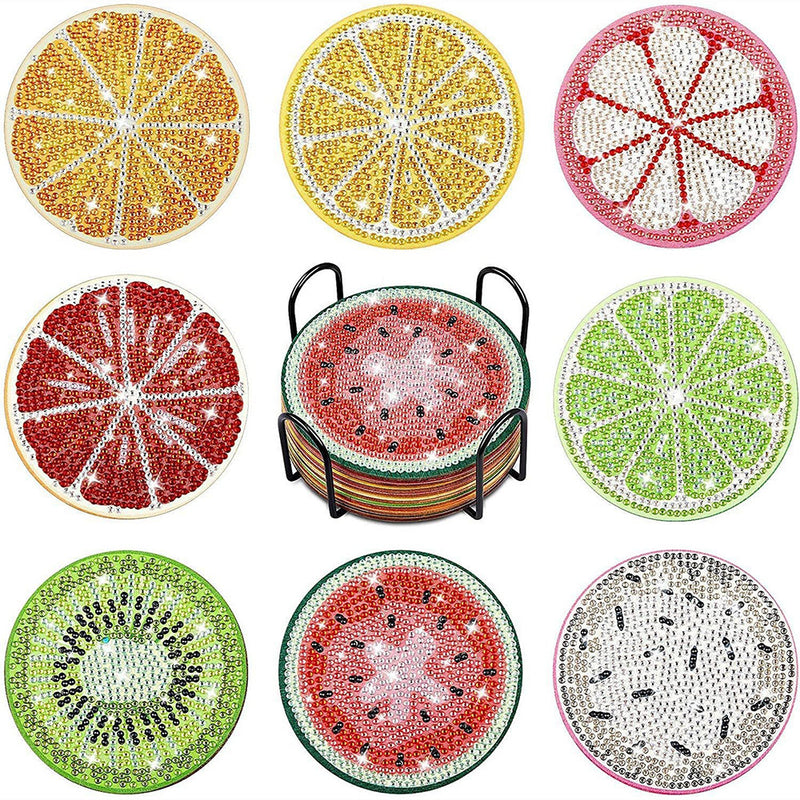 Summer Fruits Diamond Painting Coasters 8Pcs