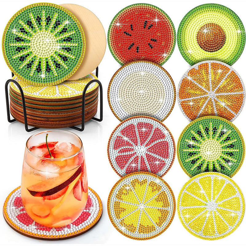 Summer Fruits Diamond Painting Coasters 8Pcs