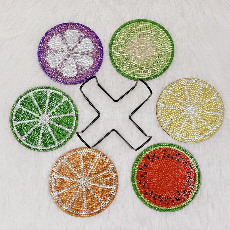 Summer Fruits Diamond Painting Coasters 6Pcs