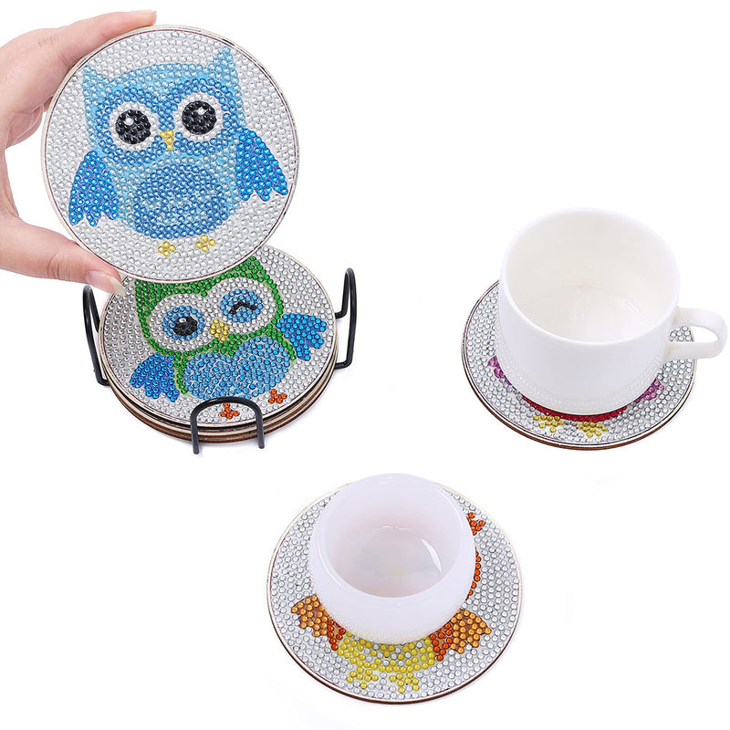 Learned Owl Diamond Painting Coasters 6Pcs