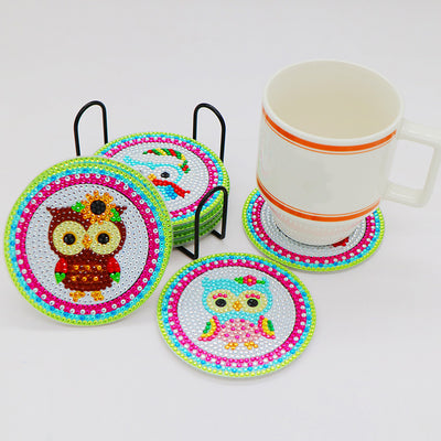 Cute Owls Diamond Painting Coasters 8Pcs