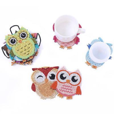 Festive Dressed Owl Diamond Painting Coasters 10Pcs