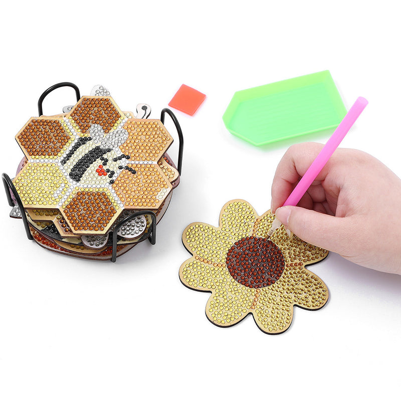 Bees and Honey Diamond Painting Coasters 10Pcs