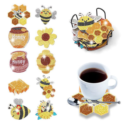 Bees and Honey Diamond Painting Coasters 10Pcs