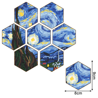 Hexagon Starry Sky Diamond Painting Coasters 7Pcs