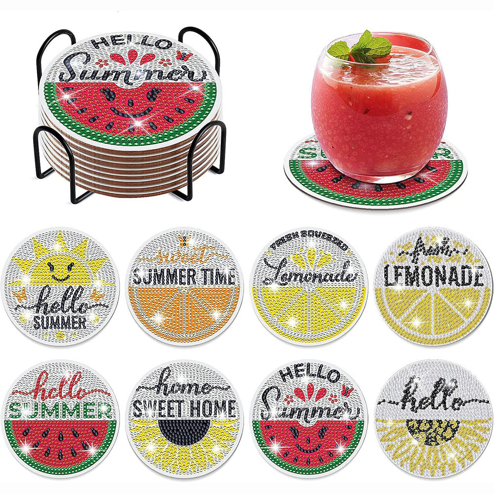 Summer Lemon Diamond Painting Coasters 8Pcs