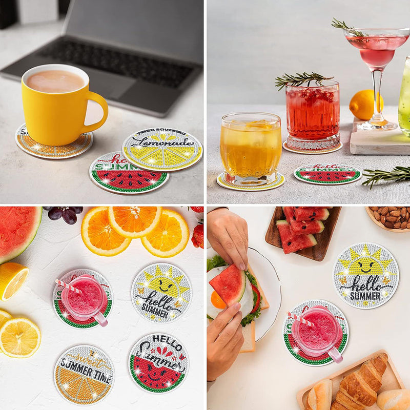 Summer Lemon Diamond Painting Coasters 8Pcs