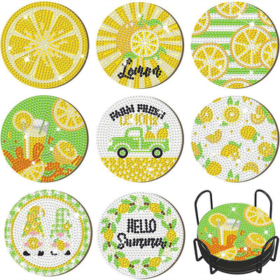 Summer Lemon Diamond Painting Coasters 8Pcs