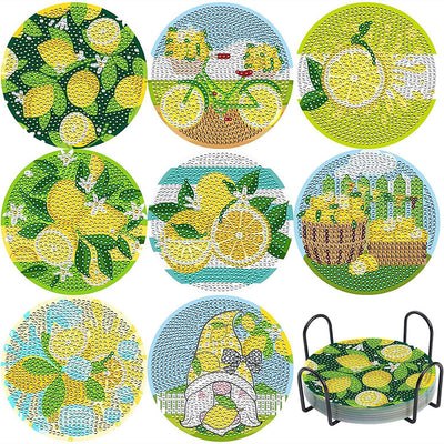 Summer Lemon Diamond Painting Coasters 8Pcs