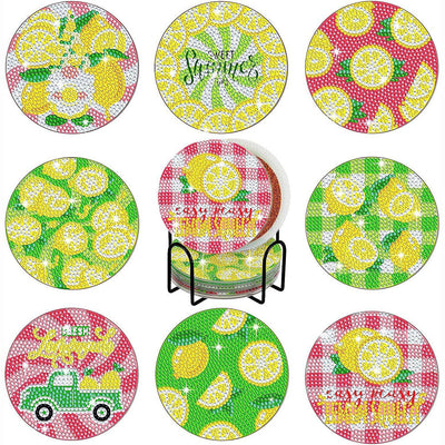 Summer Lemon Diamond Painting Coasters 8Pcs