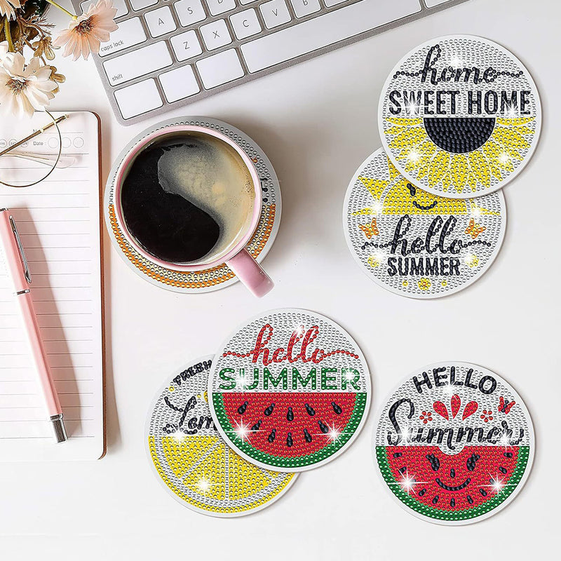 Summer Lemon Diamond Painting Coasters 8Pcs