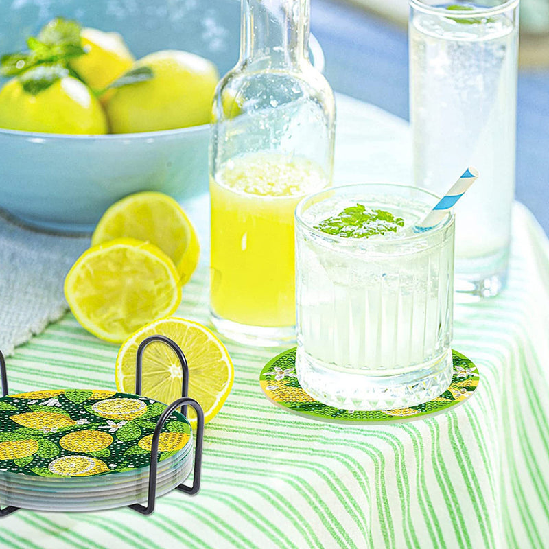 Summer Lemon Diamond Painting Coasters 8Pcs