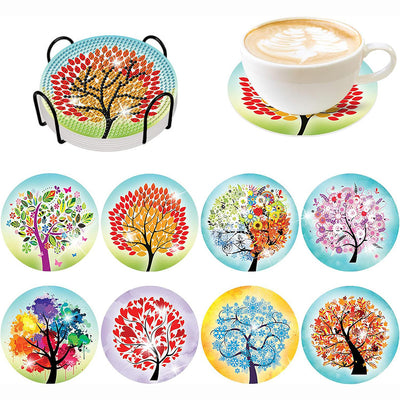 Tree of Life Diamond Painting Coasters 8Pcs