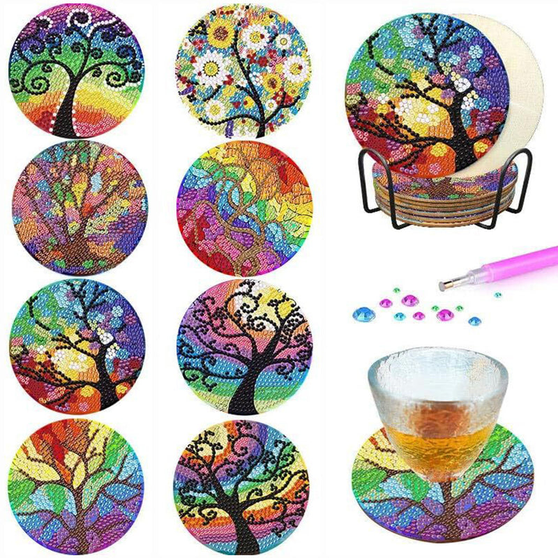 Tree of Life Diamond Painting Coasters 8Pcs