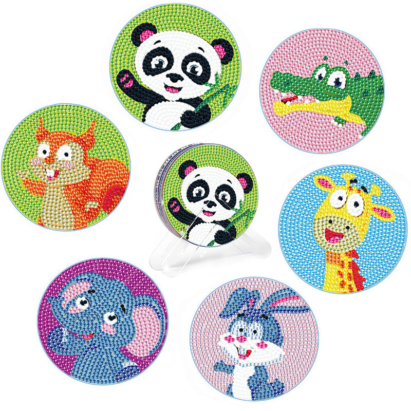 Cute Cartoon Animals Diamond Painting Coasters 6Pcs