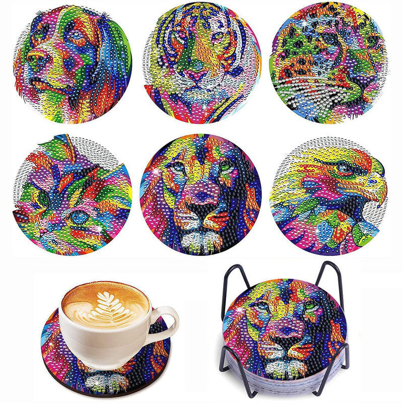Colorful Animals Diamond Painting Coasters 6Pcs