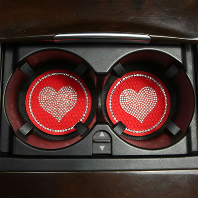 Car Coaster with Heart Shape Diamond Painting Coasters 2Pcs