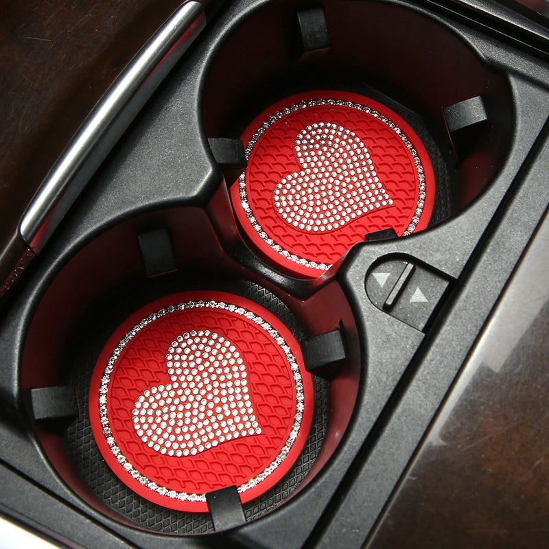 Car Coaster with Heart Shape Diamond Painting Coasters 2Pcs