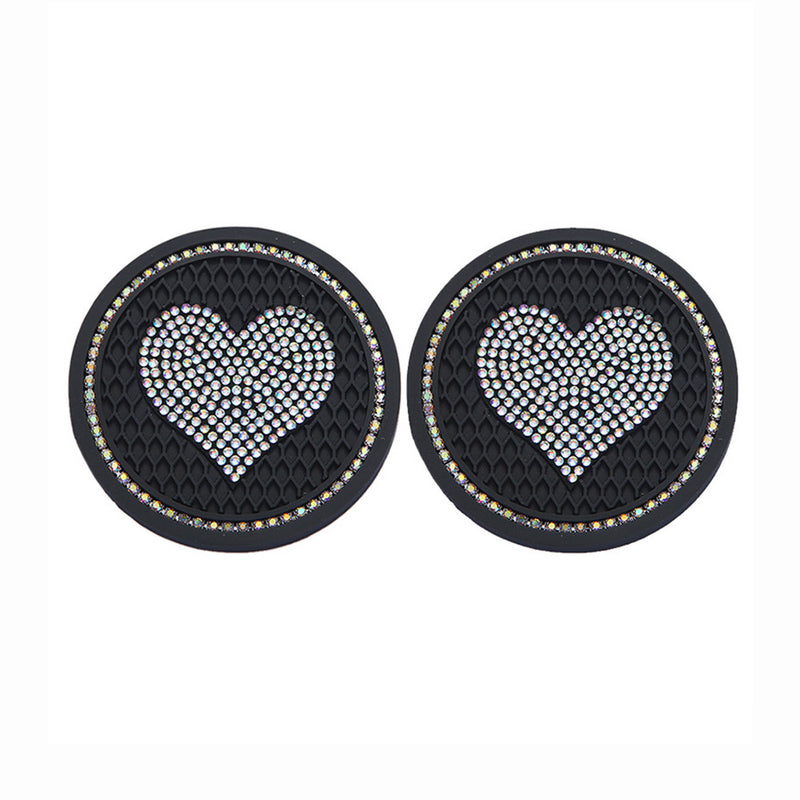 Car Coaster with Heart Shape Diamond Painting Coasters 2Pcs