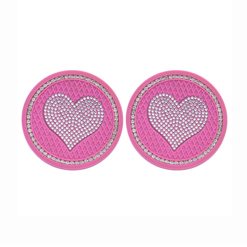 Car Coaster with Heart Shape Diamond Painting Coasters 2Pcs