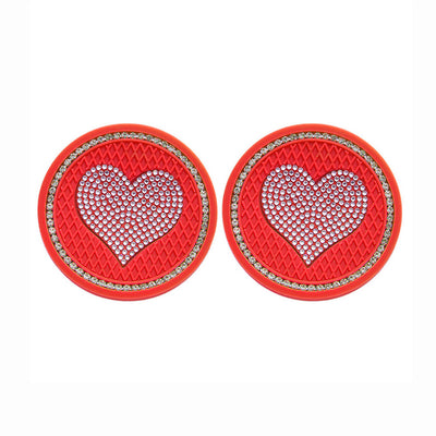 Car Coaster with Heart Shape Diamond Painting Coasters 2Pcs