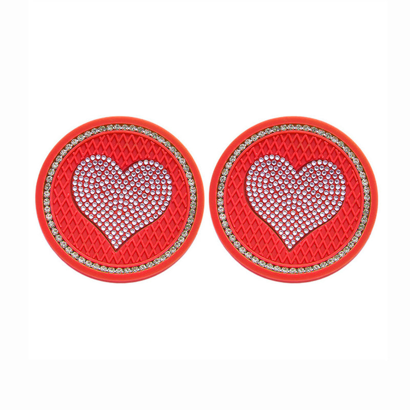 Car Coaster with Heart Shape Diamond Painting Coasters 2Pcs