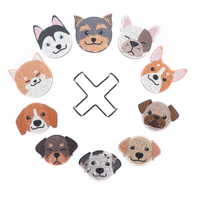 Smiling Dog Diamond Painting Coasters 10Pcs