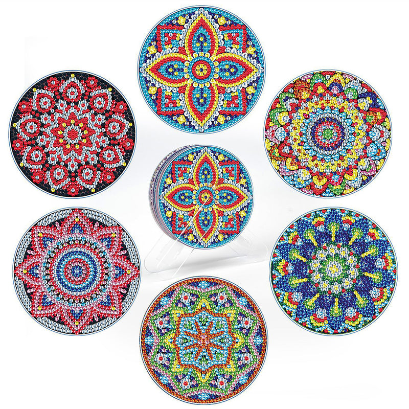 Round Mandala Diamond Painting Coasters 6Pcs