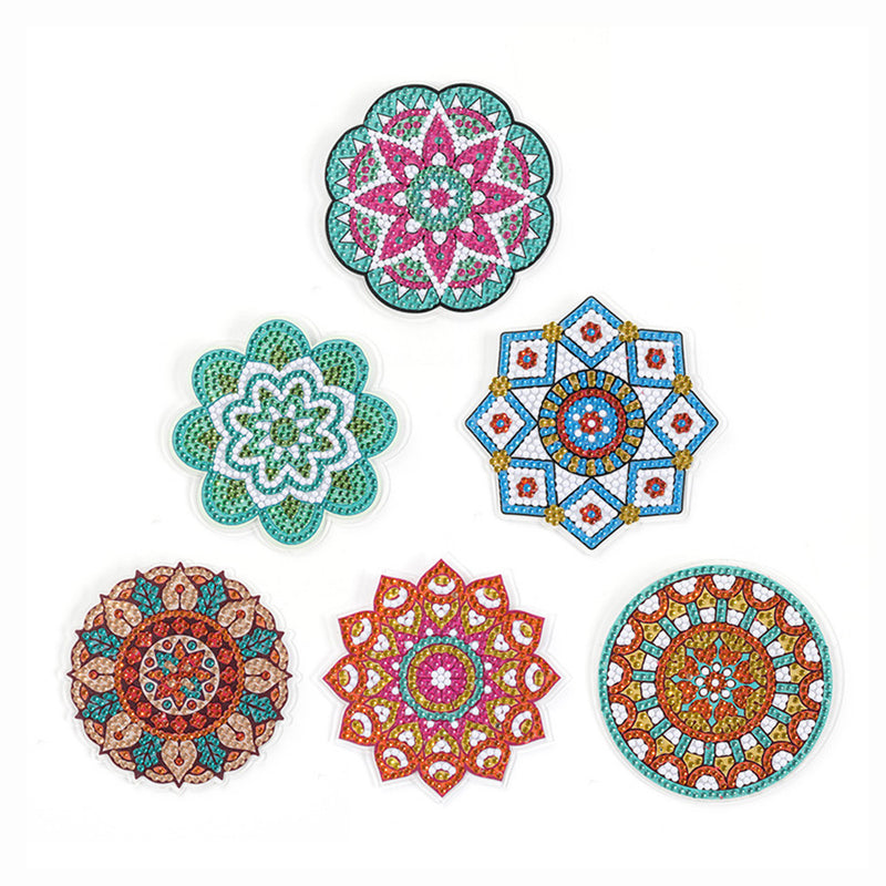 Irregular Shaped Mandala Diamond Painting Coasters 6Pcs