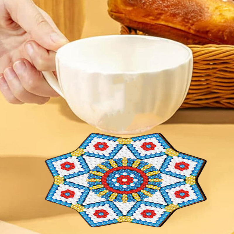 Irregular Shaped Mandala Diamond Painting Coasters 6Pcs