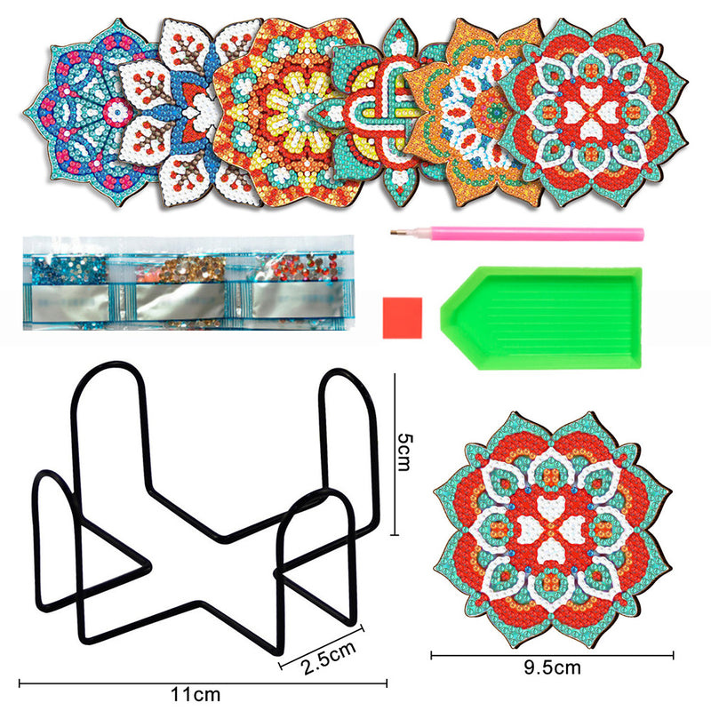 Irregular Shaped Mandala Diamond Painting Coasters 6Pcs