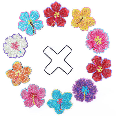 Irregular Shaped Flowers Diamond Painting Coasters 10Pcs