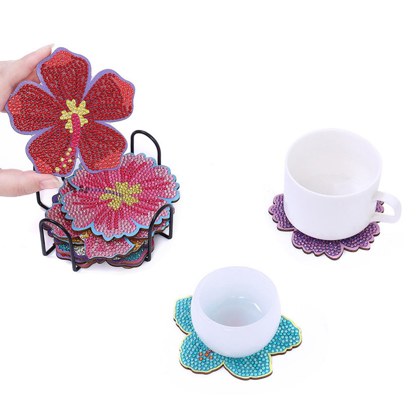 Irregular Shaped Flowers Diamond Painting Coasters 10Pcs