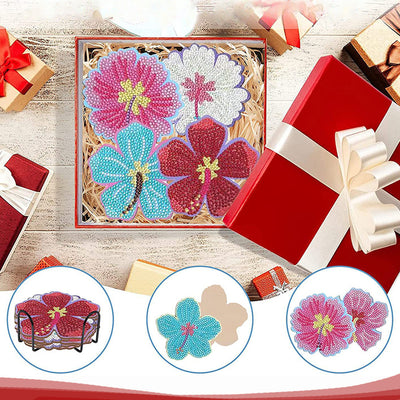 Irregular Shaped Flowers Diamond Painting Coasters 10Pcs