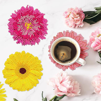 Chrysanthemum Flower Diamond Painting Coasters 8Pcs