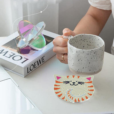 Cute Cats Diamond Painting Coasters 6Pcs