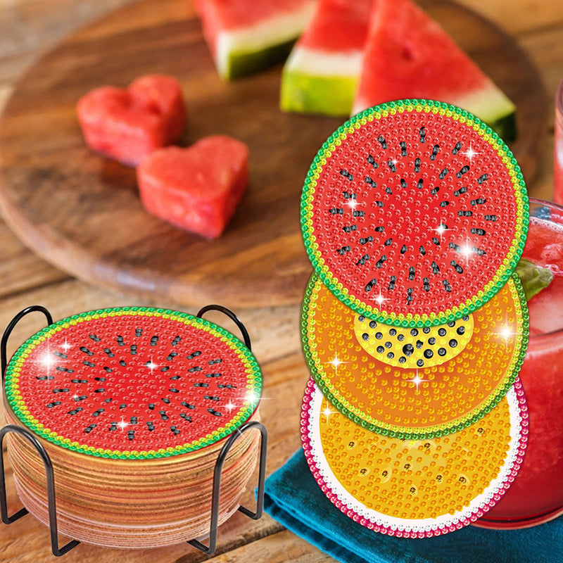 Various Fruits Diamond Painting Coasters 12Pcs